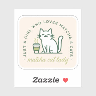 Matcha och kattälskare rolig bara en tjej kawaii klistermärken