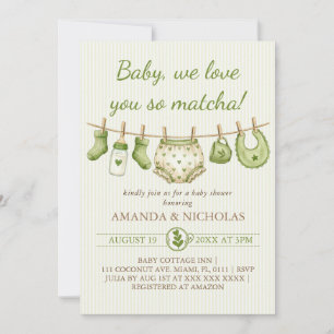 Matcha Pojke Flicka Baby Shower Inbjudningar