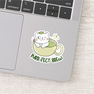 Matcha Purrfect Brew Katt Klistermärken
