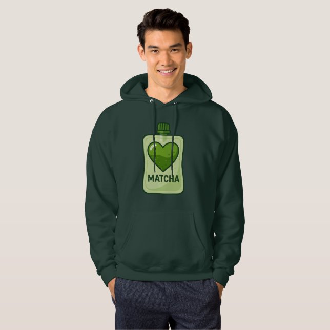 Matcha Serum Pouch med hjärtdesign Hoodie (Hel framsida)