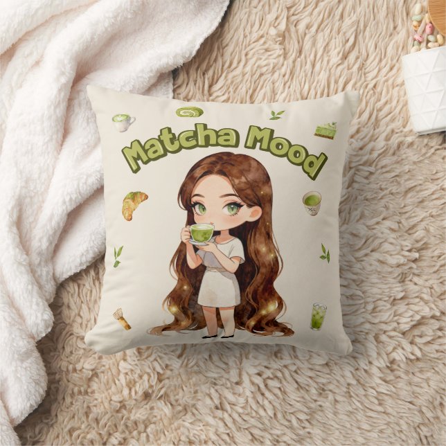 Matcha-stämning Estetisk Design Söt Grönt Te Vibba Kudde (Filt)