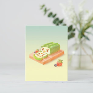 Matcha Swissrulle: Iron T grönt te Cake Art Meddelande Vykort