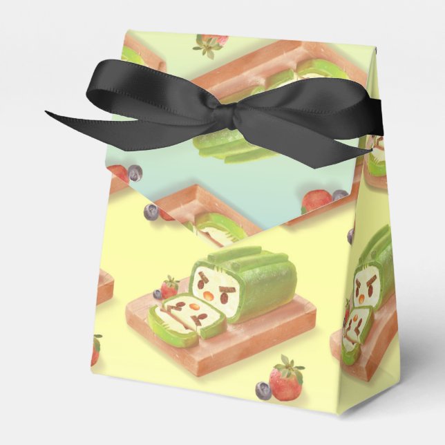 Matcha Swissrulle: Iron T grönt te-kakkonst Presentaskar (Framsidan Sidan)