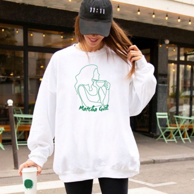 Matcha T-Shirt – Estetisk Matcha Älskare Tee Lång Ärmad Tröja (Skapare uppladdad)
