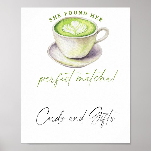 Matcha te Bröllopsdusch Kort och presenter Poster (Framsidan)