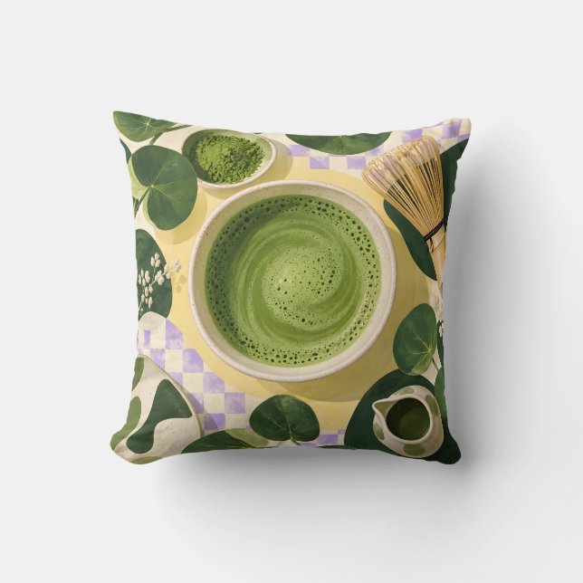 Matcha Te Kvast Stilleben Kudde (Framsida)