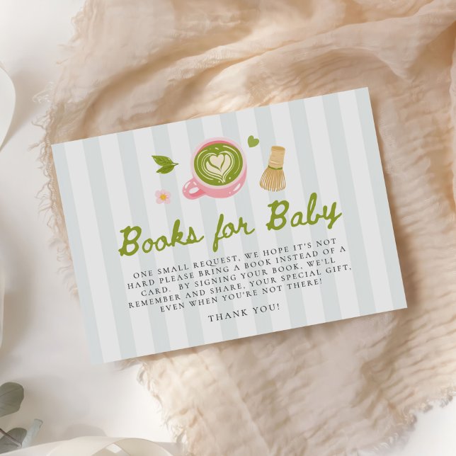 Matcha-tema böcker för baby shower tilläggskort (Skapare uppladdad)
