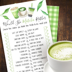 Matcha-tema Bröllsdusch Spelkort Flygblad