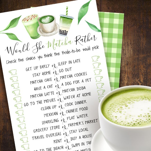 Matcha-tema Bröllsdusch Spelkort Flygblad (Skapare uppladdad)