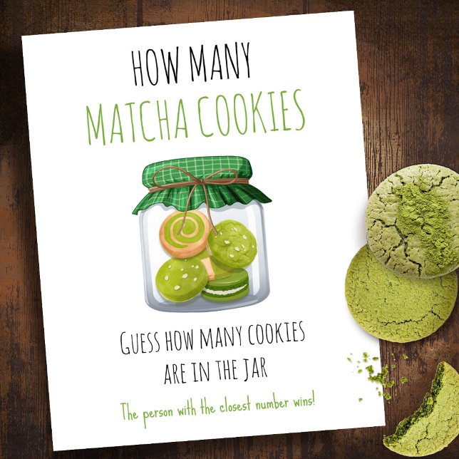 Matcha Temaparty Spel Hur Många Kakor Skylt (Skapare uppladdad)