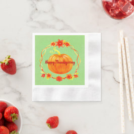 Matcha Thanksgiving Watercolor Pumpkin Cocktail Pappersservett