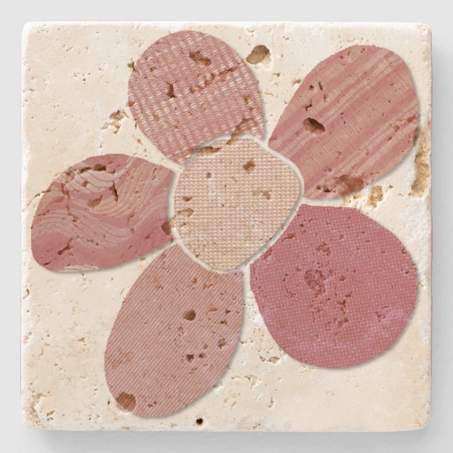 Matcha valfritt Färg Faux Fabric Collage Flower Underlägg Sten (Framsidan)