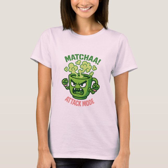 Matchaa Attack Mode – Hyper Kawaii Japansk Te T Shirt (Framsida)