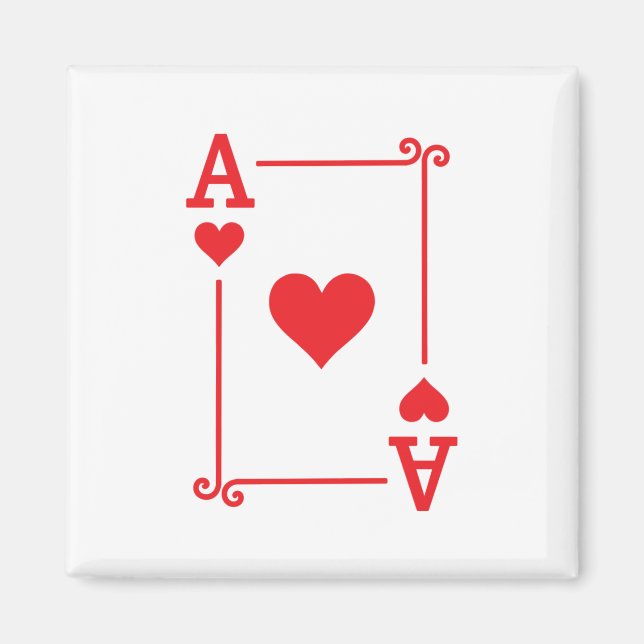 Matchande Ace Hearts-kort i Kostym Magnet (Framsidan)