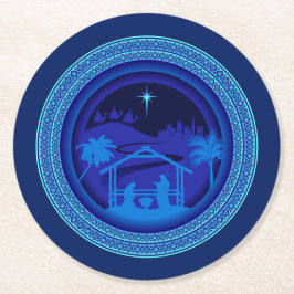 Matchande blå jultomhet underlägg papper rund