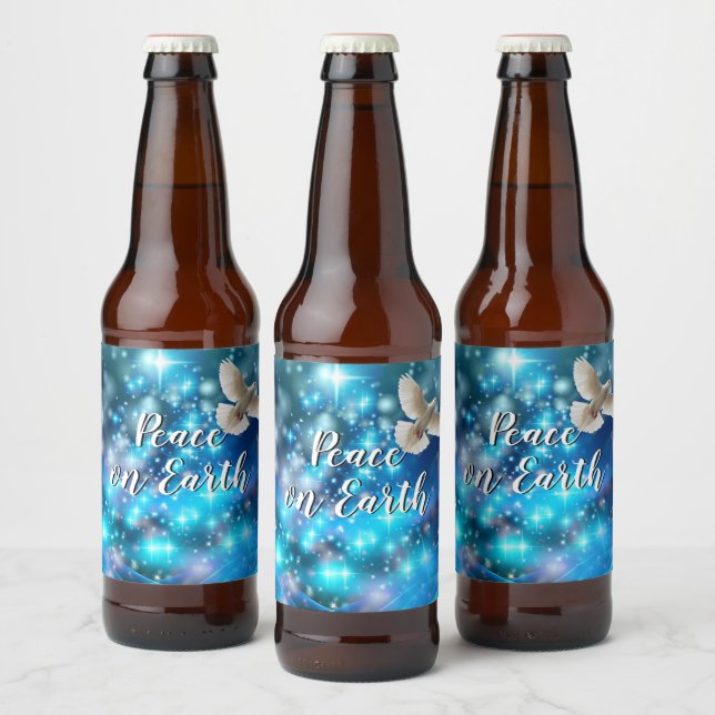 Matchande Blue Dove Peace-jul Ölflaska Etikett (Flaskor)