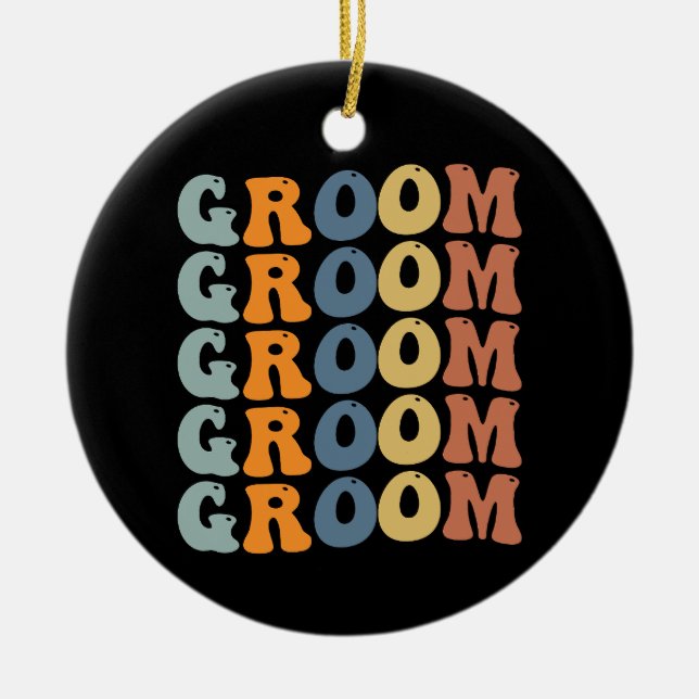 Matchande brud och brudgum precis innan bröllopet julgransprydnad keramik (Framsidan)