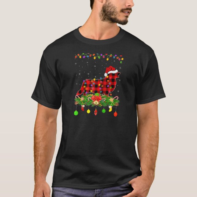 Matchande Buffalo-rutig valp Jul P T Shirt (Framsida)