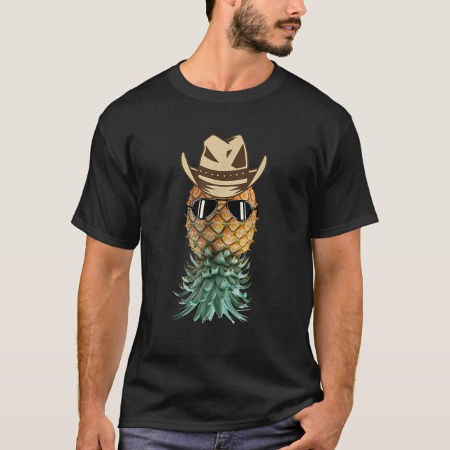 Matchande Cowboy Cowgirl Uppside Down Pineapple T Shirt (Framsida)