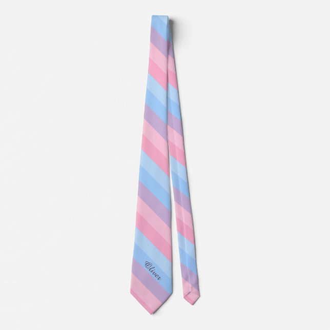 Matchande Eleganta Trendiga Färgstrimmor Slips (Framsida)