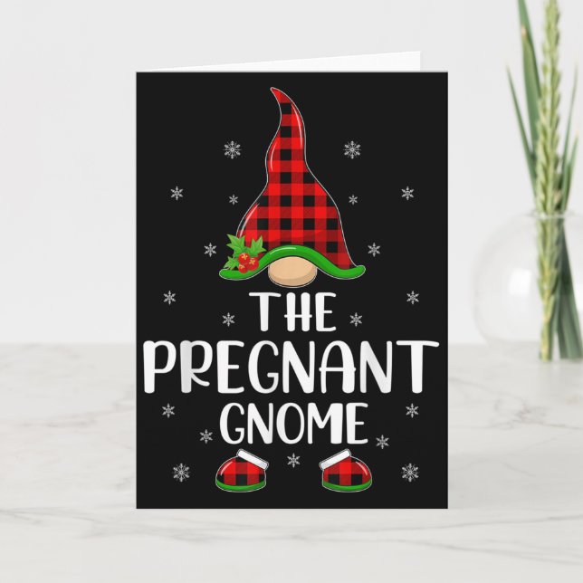 Matchande familj Buffalo Plaid Den gravida Gnomen  Kort (Framsida)
