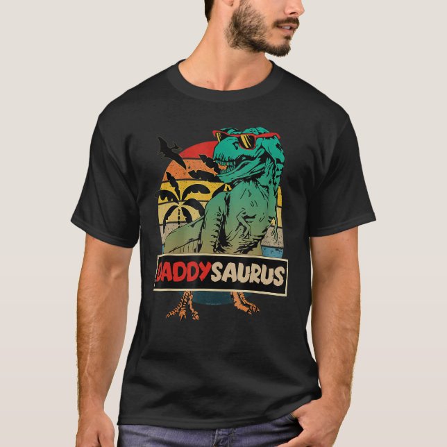 Matchande familj Daddysaurus Rex Fars dag Pappa T Shirt (Framsida)
