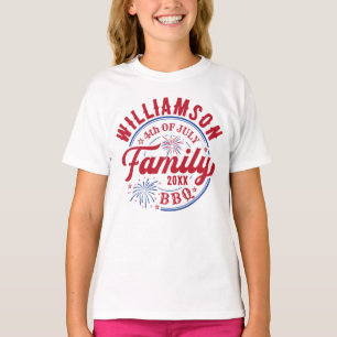Matchande familj Namn 4:e juli Rött vitt blått T Shirt