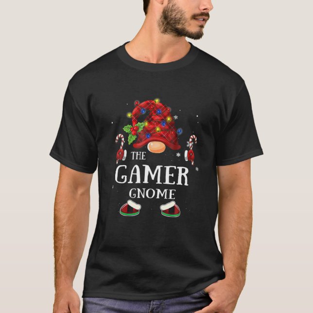 Matchande familj - roligt spelaren Gnome Jul Gr T Shirt (Framsida)