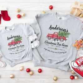 Matchande familje-helg jul Träd Farm Lastbil Lång Ärmad Tröja