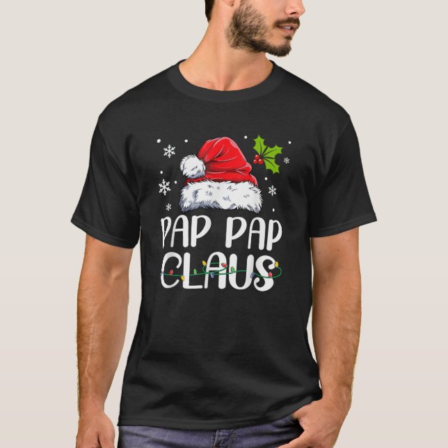 Matchande familje- julpajamas Julafton Ljus Pap T Shirt (Framsida)