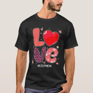 Matchande familje-Kärlek Stepmamma Funny Heart-par T Shirt