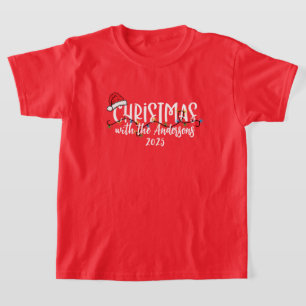 Matchande familje String Ljus Santa Hat jul T Shirt