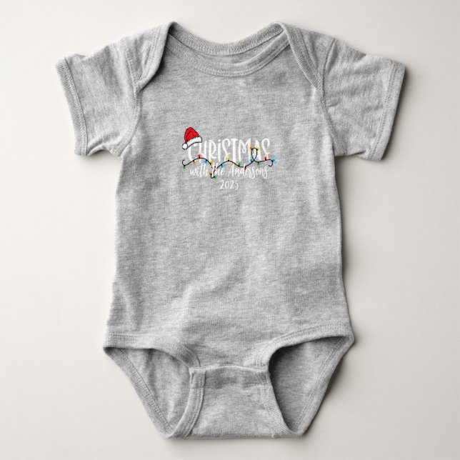 Matchande familje String Ljus Santa Hat jul T Shirt (Framsida)
