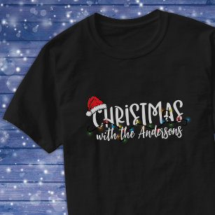 Matchande familje String Ljus Santa Hat jul T Shirt