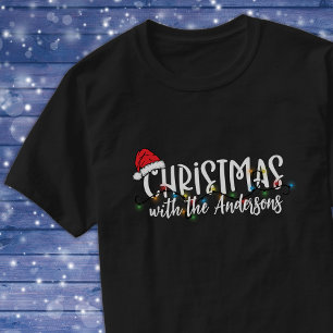 Matchande familje String Ljus Santa Hat jul T Shirt