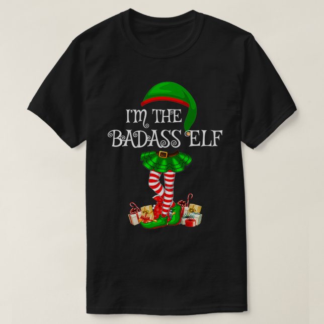 Matchande familjegrupp I är Badass Elf-julen T Shirt (Design framsida)