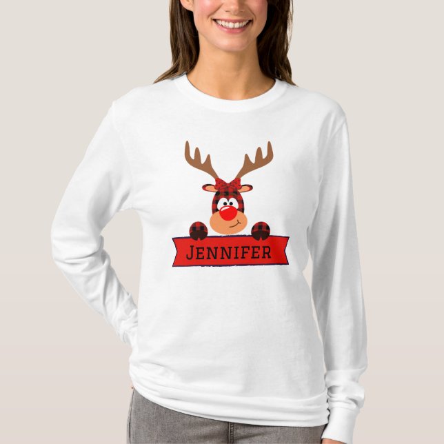 Matchande familjejul Buffalo Play Reindeer T Shirt (Framsida)