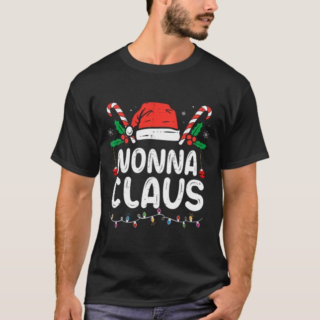 Matchande familjejul Pajama Julafton Ljus Nonna T Shirt (Framsida)