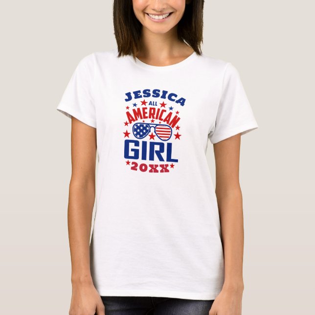 Matchande familjen Namn 4:e juli Alla amerikanska  T Shirt (Framsida)