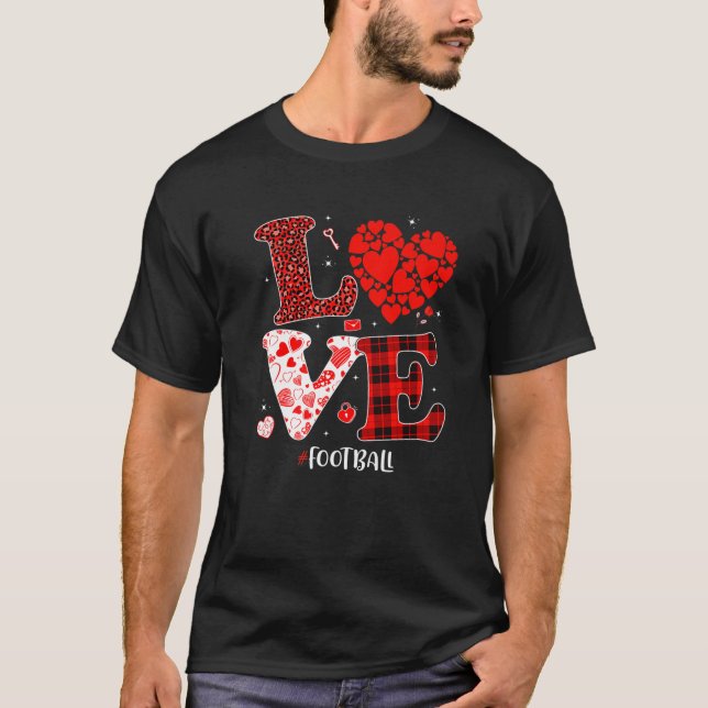 Matchande Family Kärlek Football Heart Funny Valen T Shirt (Framsida)