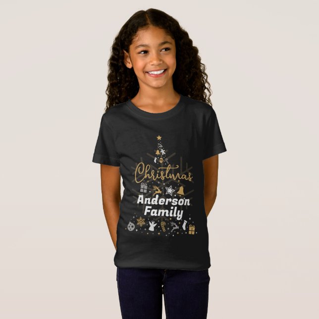 Matchande Family Namn T-Shirts-julsvart T Shirt (Hel framsida)