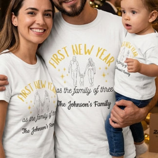 Matchande Första Nyår Familj Om Tre T-Shirts |