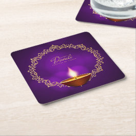 Matchande Glad Diwali Lila Underlägg Papper Kvadrat