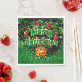 Matchande Grönt God jul Guld Klockor Luncheon Pappersservett