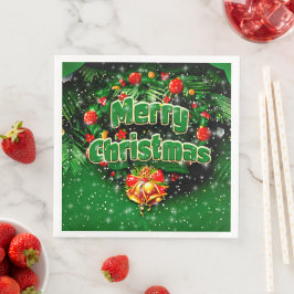 Matchande Grönt God jul Guld Klockor Pappersservett