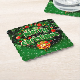 Matchande Grönt God jul Guld Klockor Underlägg Papper