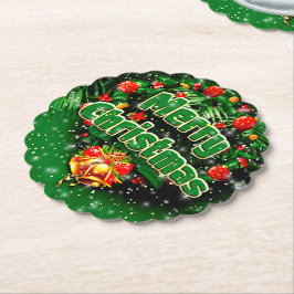 Matchande Grönt God jul Guld Klockor Underlägg Papper