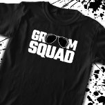 Matchande Groomsman Group Marskalkars Bachelor Par T Shirt<br><div class="desc">Den här designen av "Groom Squad" i fantastisk är perfekt för din bröllopsfest av marskalkar till bära på ett kandidatparti eller en förlovningsfest att fira din sista kväll med killarna innan de gifta sig! Design har "Groom Squad"-filmens partitema w/ aviator sunglar klippgrafik. Perfekt för bröllop-foton eller till bära på en...</div>