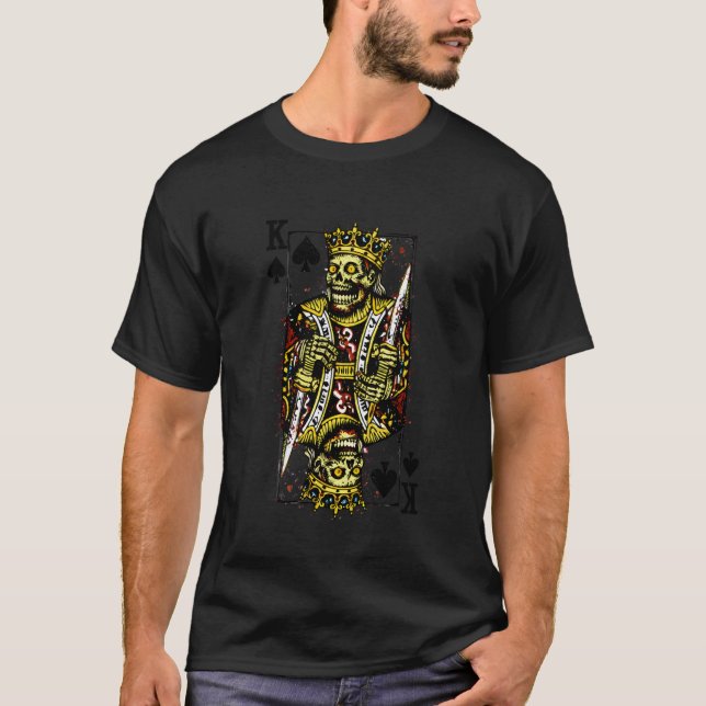 Matchande Halloween-koppel Spelkort Zombie King T Shirt (Framsida)