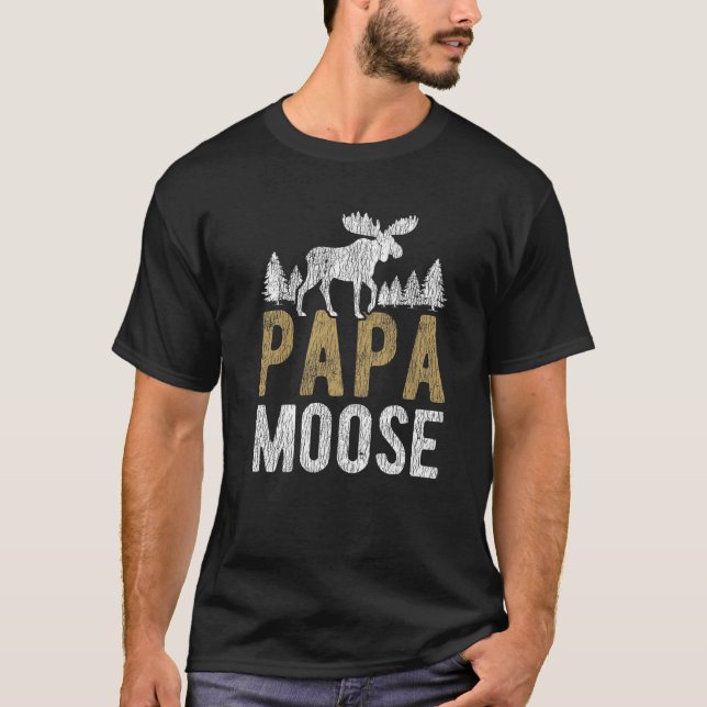 Matchande jakt på familjen Pappa Moose Camping Son T Shirt (Framsida)